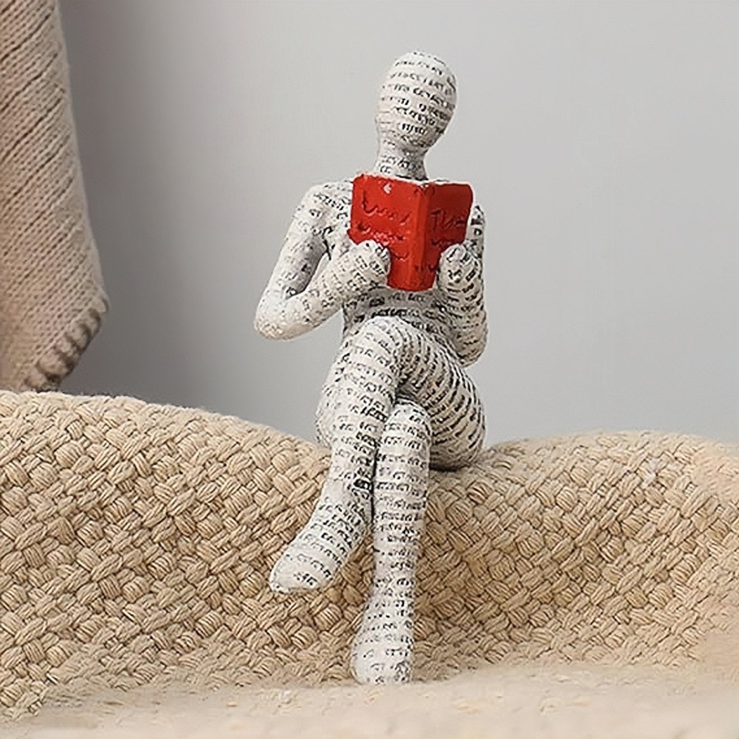Creative Paper Pulp Woman Reading Statue Modern Thinker Decor for Home & Office