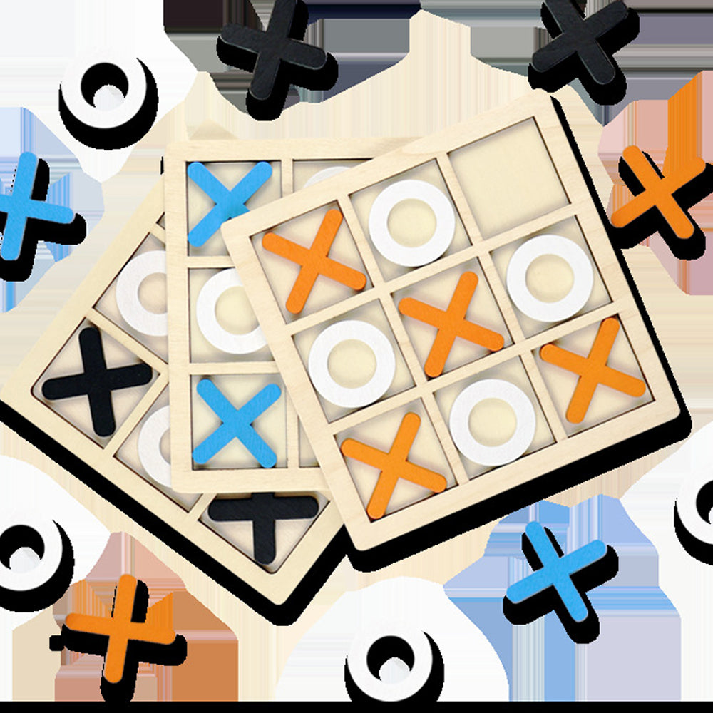 Wooden Tic Tac Toe Game Mini XO Puzzle Board for Kids Montessori Educational Toy & Gift for Boys and Girls