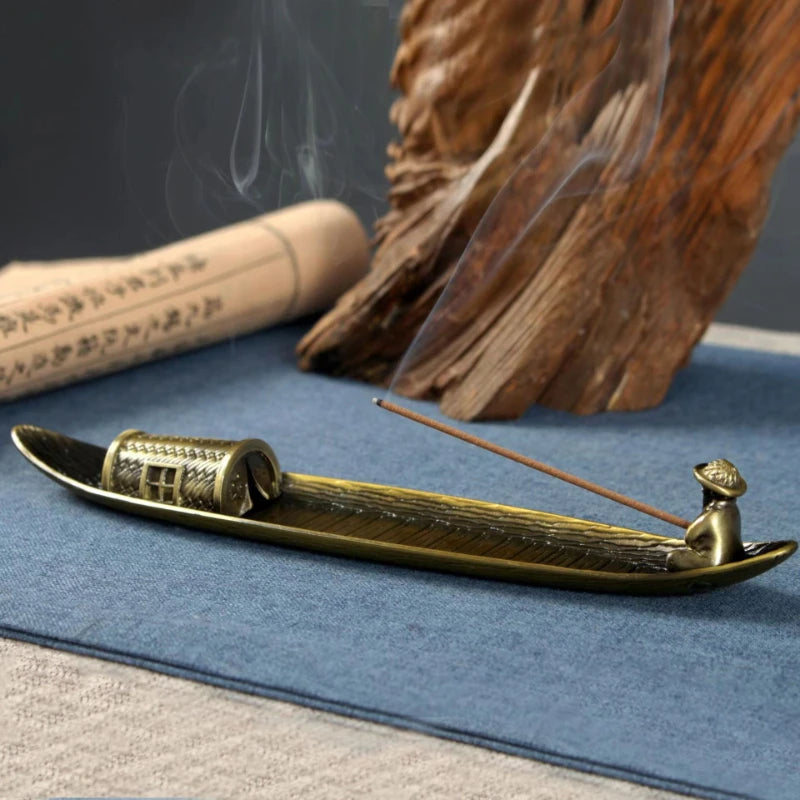 Japanese Style Fishing Boat Incense Holder Creative Aromatherapy Ornament for Home Decor