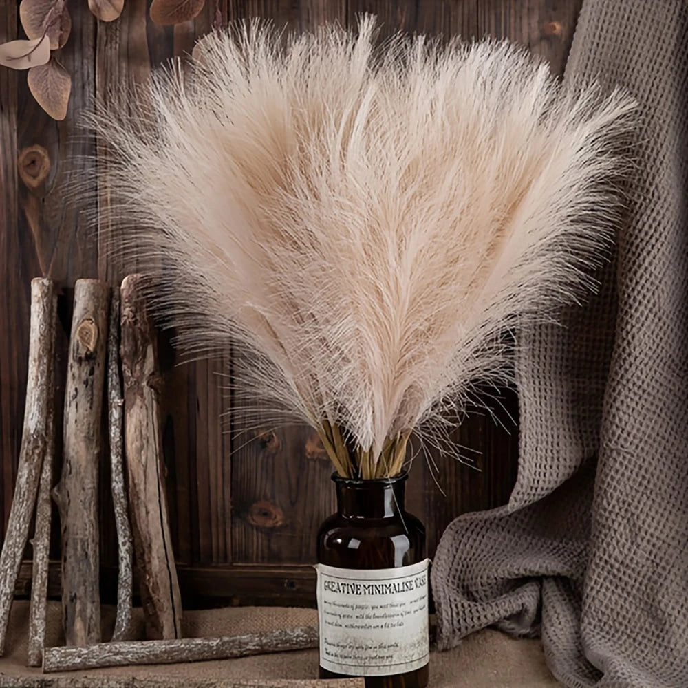 10pcs Tall Faux Pampas Grass Boho Rustic Farmhouse Vase Decor for Home & Weddings