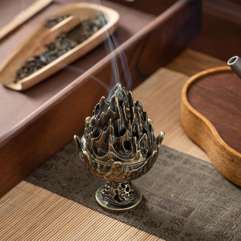Mini Vertical Incense Burner –Portable Alloy Holder for Home Aromatherapy & Desk Decor