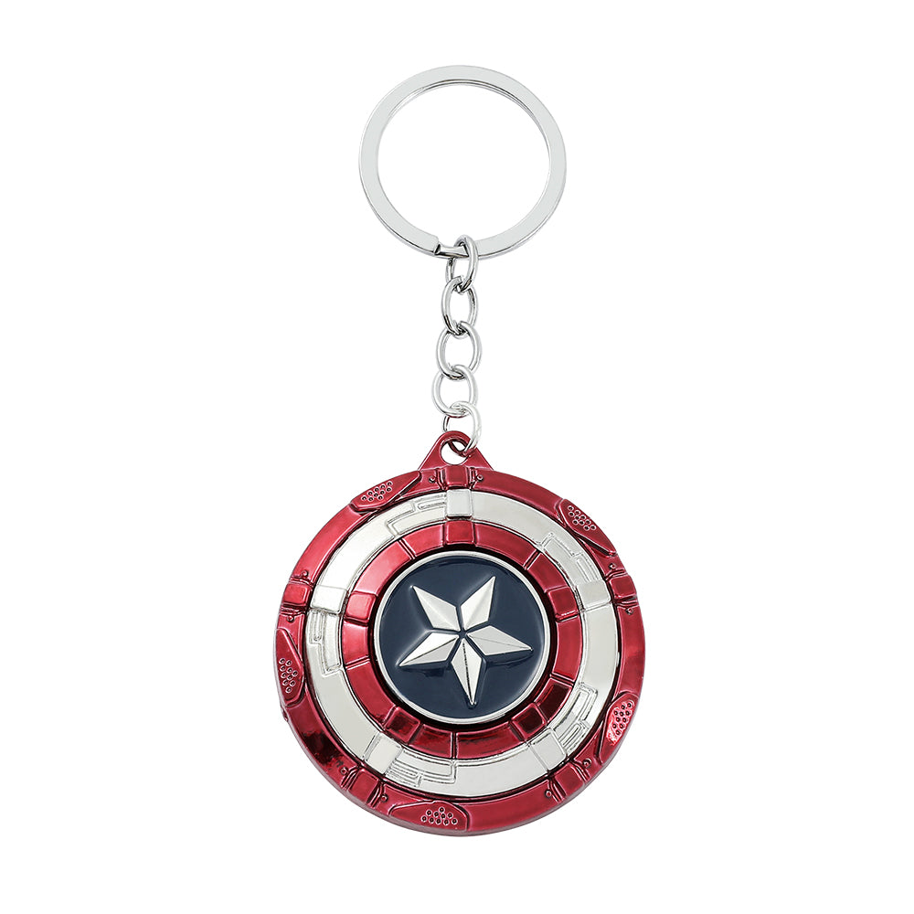Marvel Captain America Shield Keychain Rotating Stress Relief Toy & Avengers Keyring