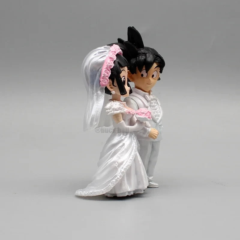 Dragon Ball Son Goku & Chichi Wedding Figure 9cm Q-Version PVC Anime Collectible Statue