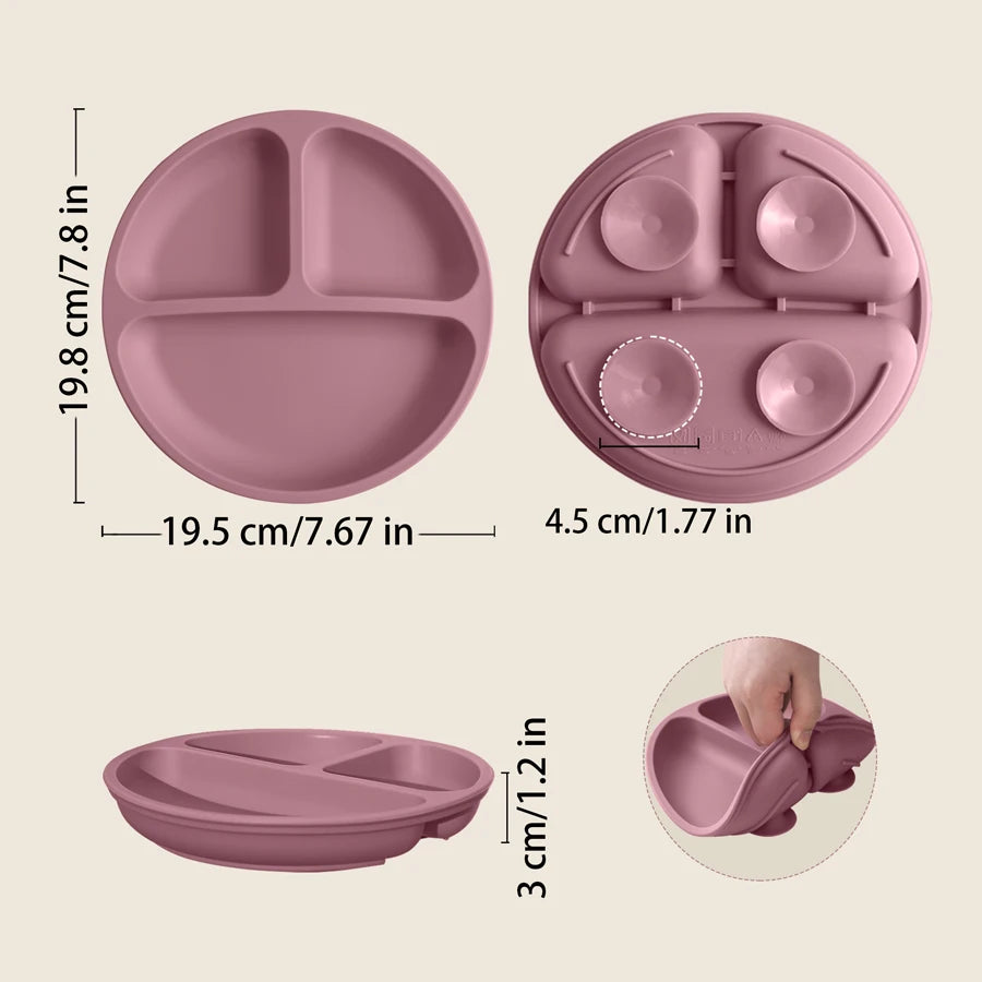 Baby Silicone Suction Dining Plate BPA-Free Toddler Training & Feeding Bowl