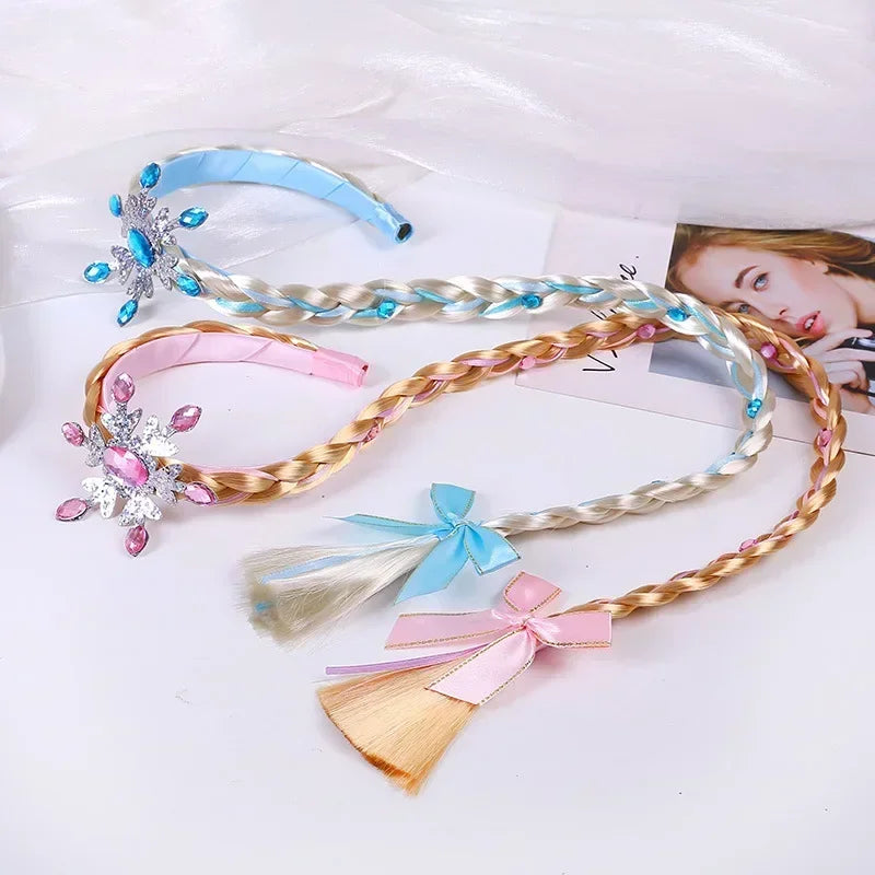 Frozen Princess Elsa Wig Braid Headband Snowflake Hair Accessories for Baby & Girls