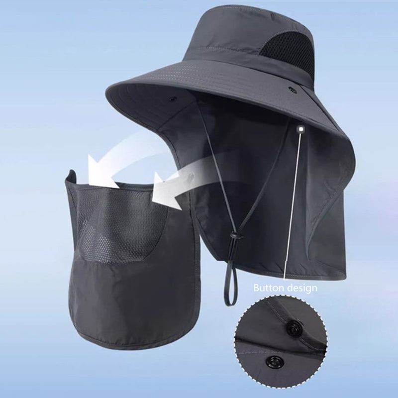 Summer UV Protection Sun Hat Outdoor Hunting, Fishing, Hiking, Camping Cap with Neck Flap for Men & Women