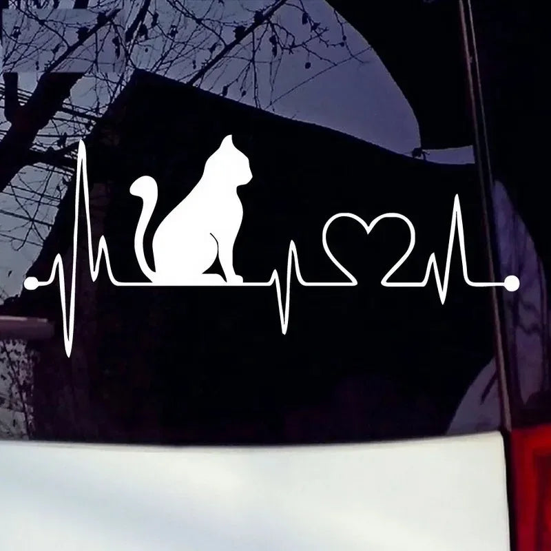 Cat Electrocardiogram Car & Wall Stickers Anime Decor & Bathroom Accessories