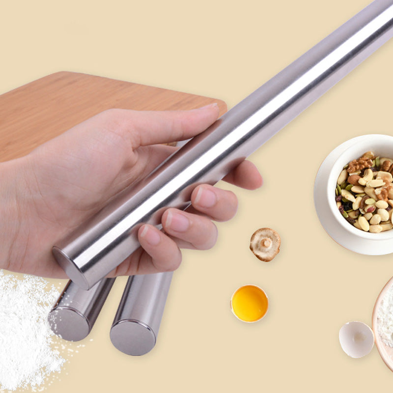 20/25/30cm Stainless Steel Rolling Pin Non-Stick Embossed Surface for Baking Dough, Pizza & Pastries