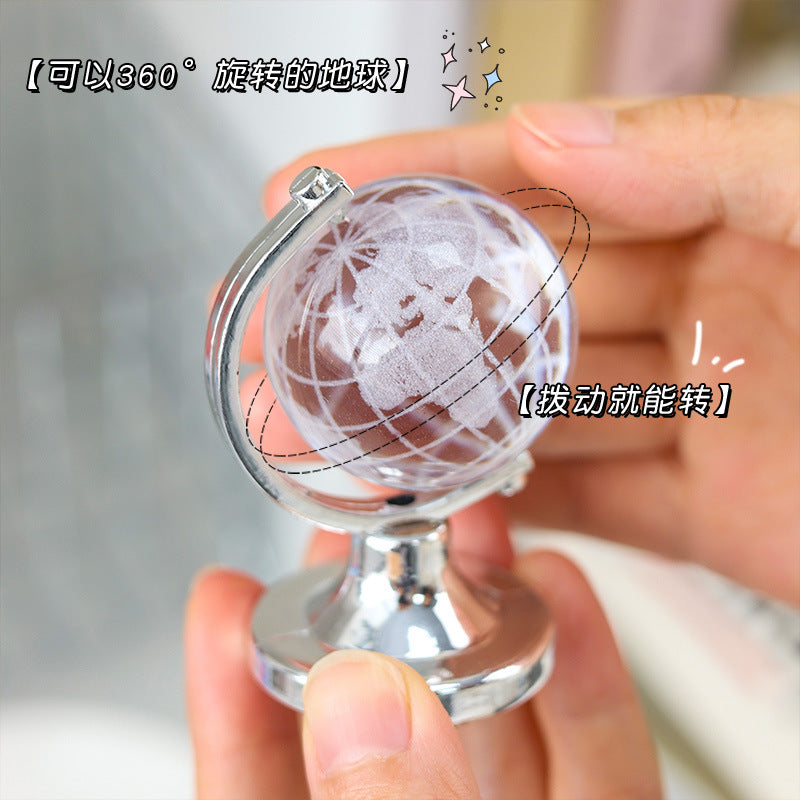 Mini Crystal Globe Portable Engraved World Map Glass Ball for Table Decor & Artistic Display