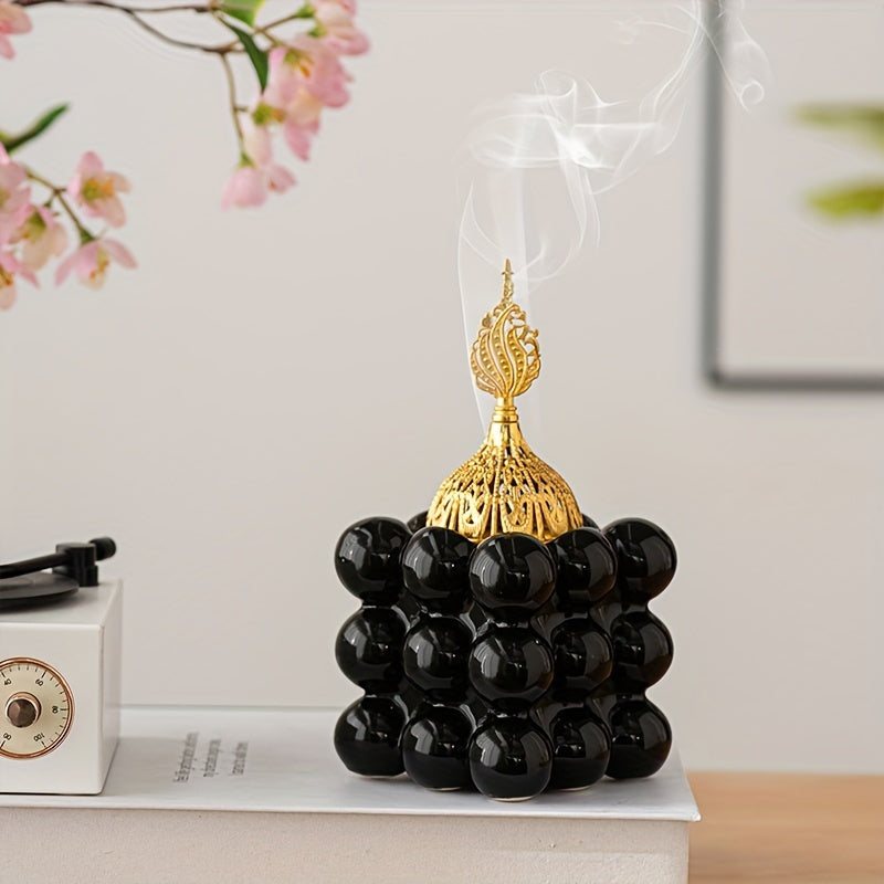 Middle Eastern Ceramic Incense Burner Magic Cube Aromatherapy Holder for Home & Ramadan Decor
