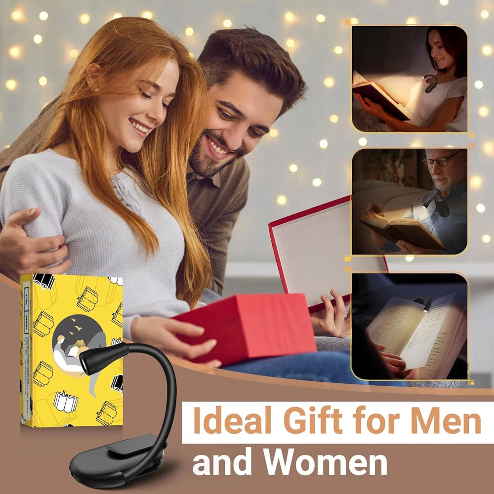 Mini LED Book Light Rechargeable Clip-On Reading Lamp with 360° Adjustable Eye Protection