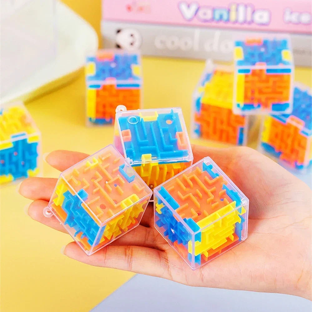 3D Maze Magic Cube Transparent Puzzle Speed Cube with Rolling Ball Stress Relief Toy for Kids & Adults