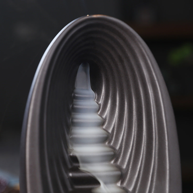 Ceramic Backflow Incense Burner Smoke Waterfall Fountain Aromatherapy Holder for Home & Zen Decor