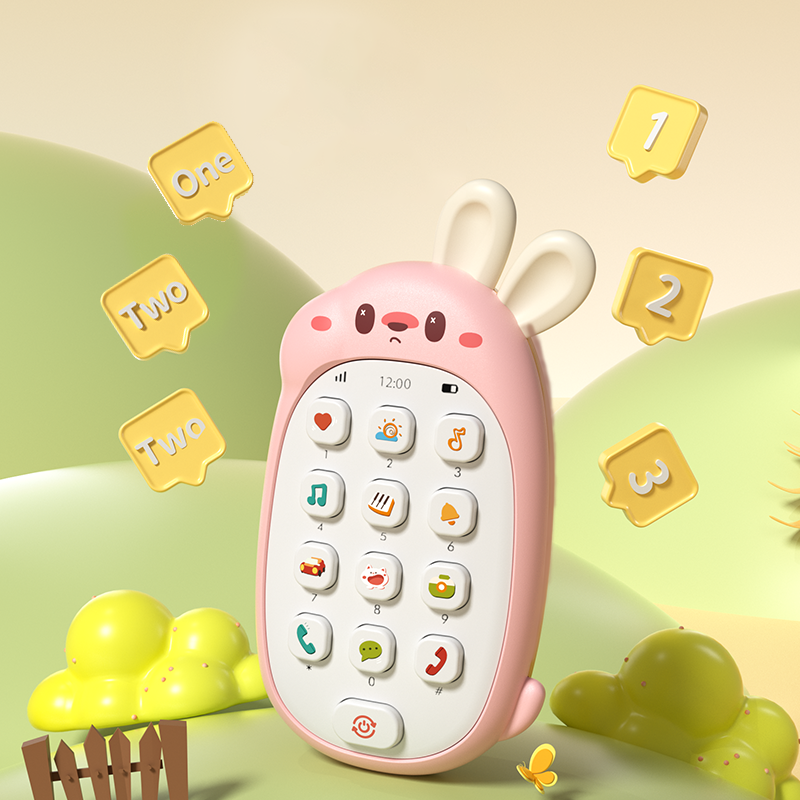 Multifunctional Baby Rabbit Toy Phone Chewable Music Puzzle for Boys & Girls (Battery-Free)