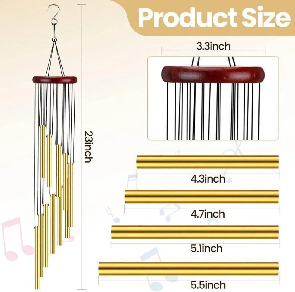 12-Tube Aluminum Wind Chimes Outdoor Garden & Balcony Hanging Decoration