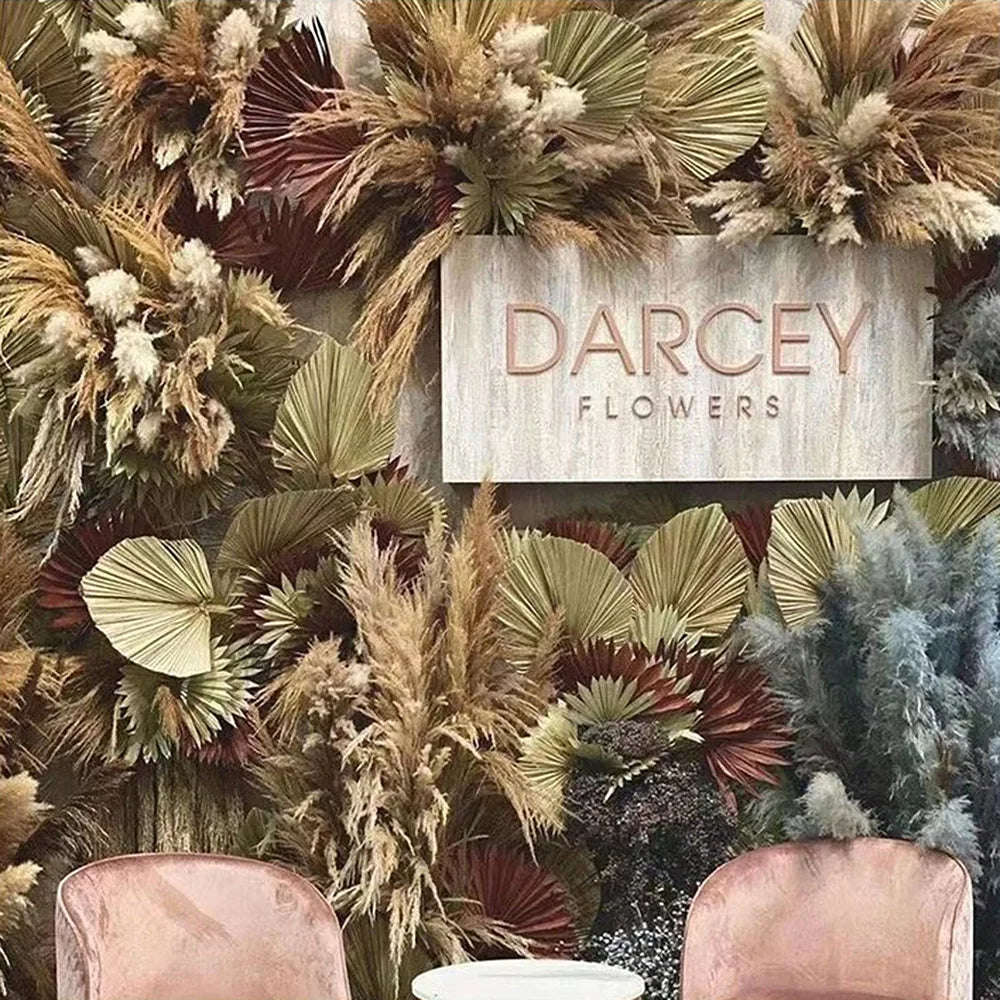 2PCS Mini Dried Palm Leaves & Pampas Grass DIY Wedding & Home Decor Branches