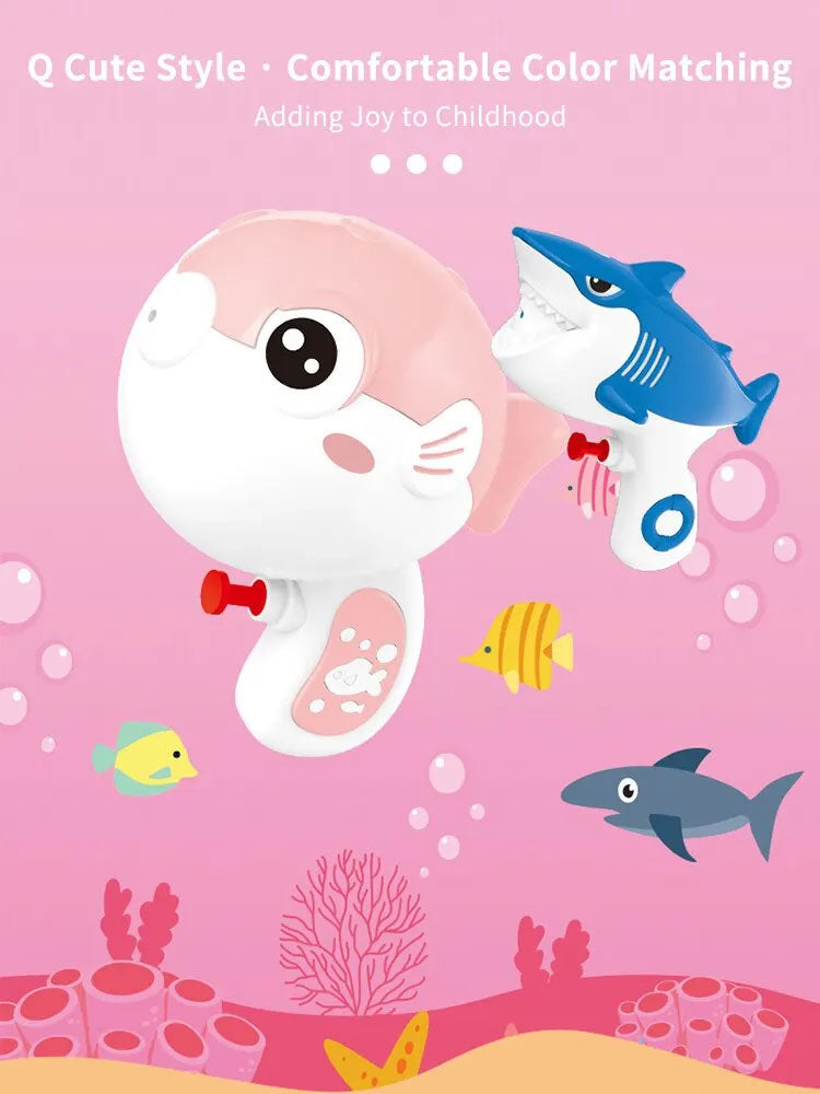 Kids Water Gun Summer Toy Puffer Fish & Shark Water Blasters for Beach & Outdoor Fun Perfect Birthday Gift for Children
