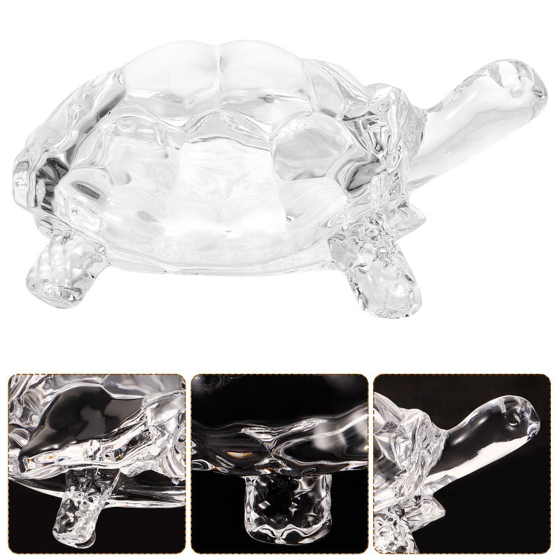 Mini Crystal Turtle Statue Elegant Glass Figurine for Home, Office & Study Decor
