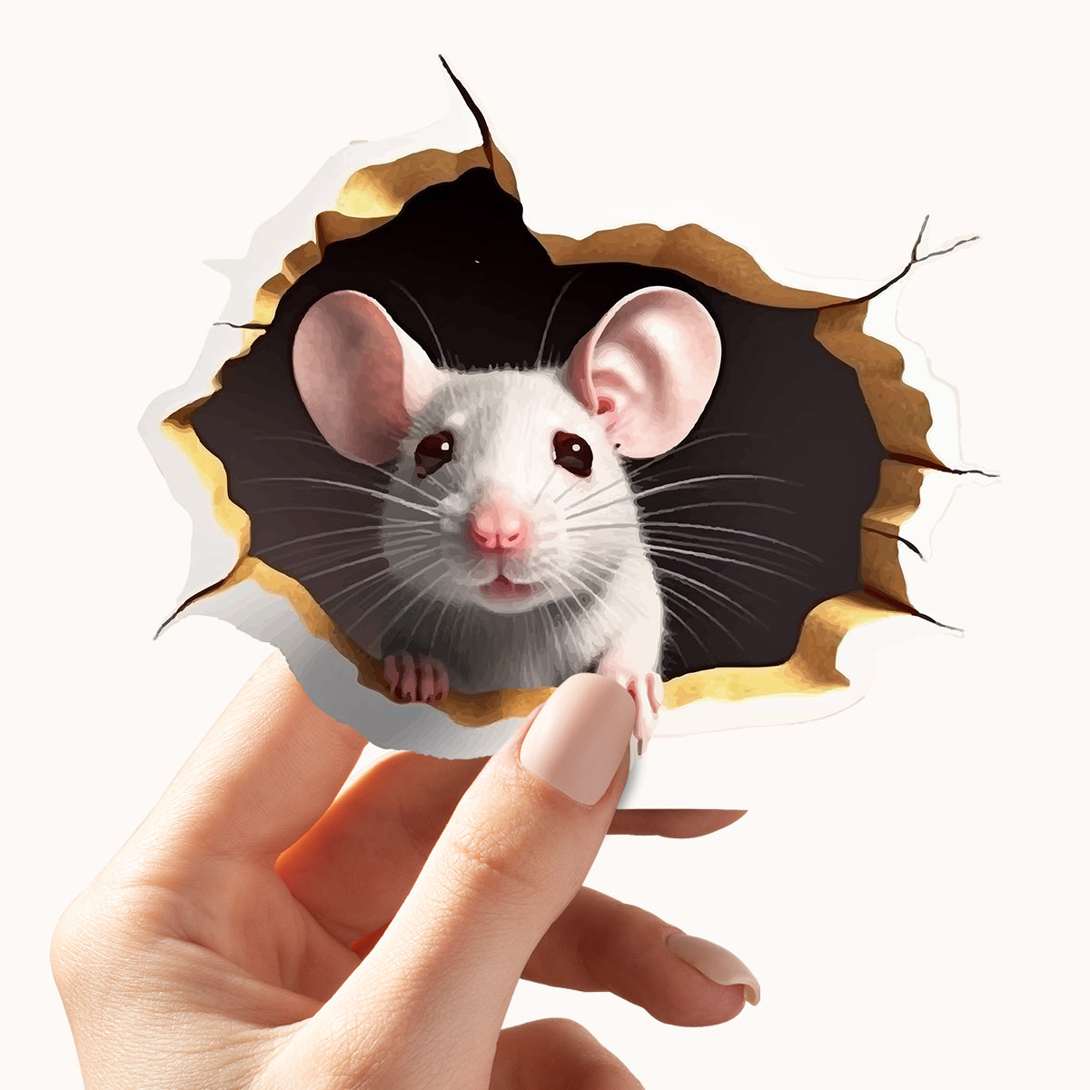 3D Cute Mouse Hole Wall Sticker Adorable Animal & Flower Design for Fun Home Decoration