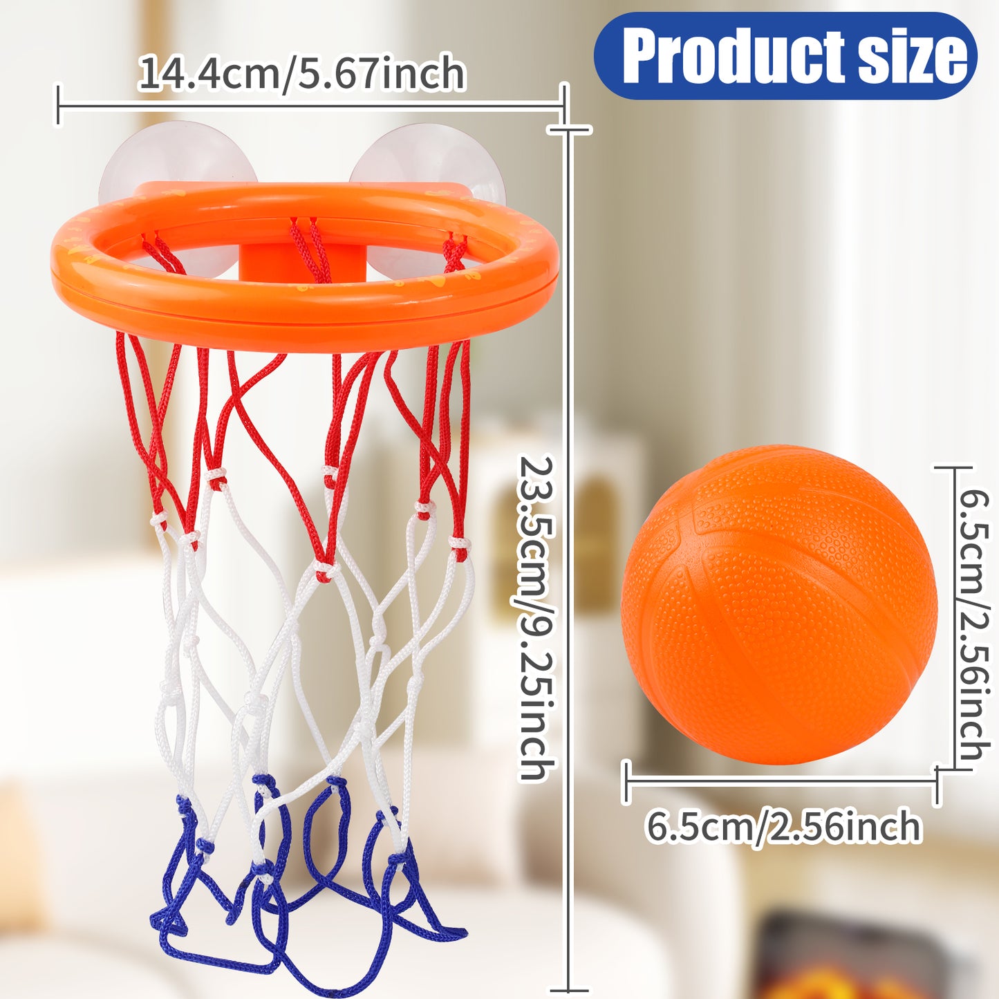 Mini Bathtub Basketball Hoop Set Suction Cup Basketball Hoop & Balls for Fun Halloween/Christmas Bath Time Play
