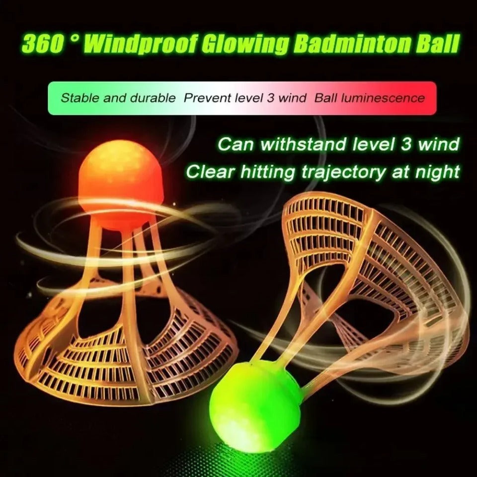 Glow-in-the-Dark Windproof Badminton Shuttlecock Night Training & Outdoor Play