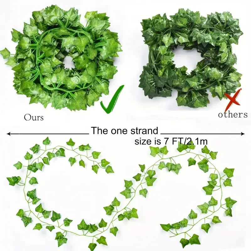 Artificial Ivy Vine Garland Fake Green Leaf Hanging Rattan Plants for Home, Garden & Wedding Decor