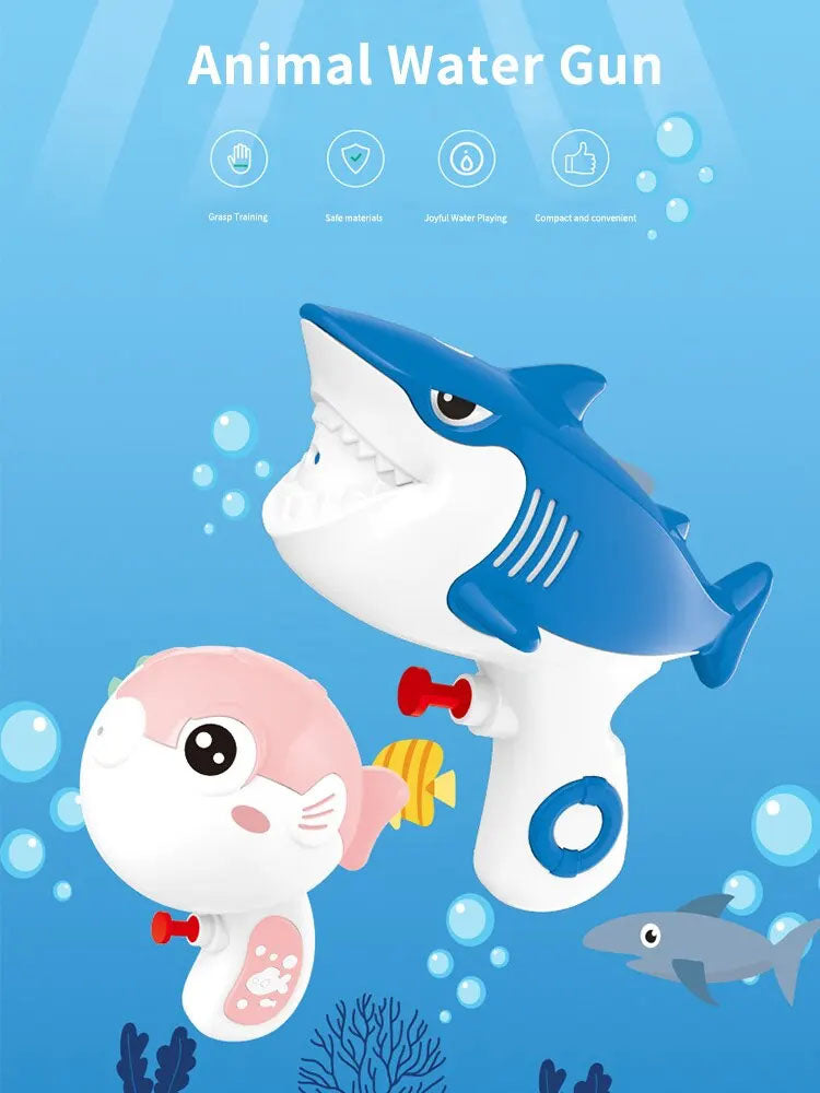Kids Water Gun Summer Toy Puffer Fish & Shark Water Blasters for Beach & Outdoor Fun Perfect Birthday Gift for Children