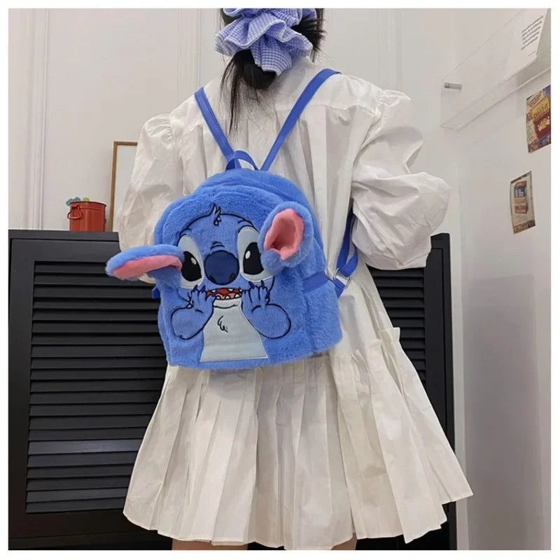 Disney Stitch Plush Backpack Large-Capacity Cartoon Bag for Kids Japanese Style Kindergarten & Student Gift