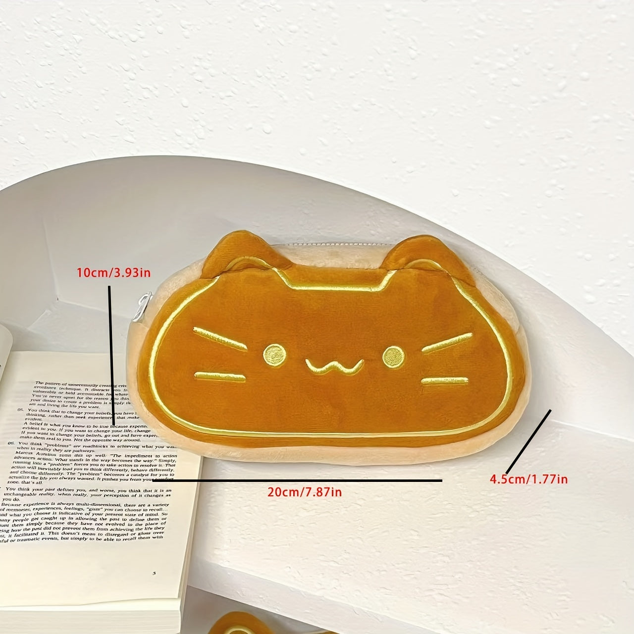 Caramel Cat Plush Pen Case Large Capacity Pencil Pouch for Kids, Cute Birthday Gift for Students