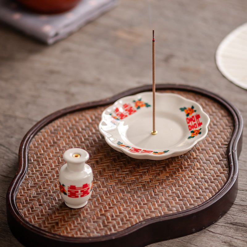 2-in-1 Ceramic Chinese Incense Holder Stick & Cone Burner for Home Fragrance & Buddhist Décor