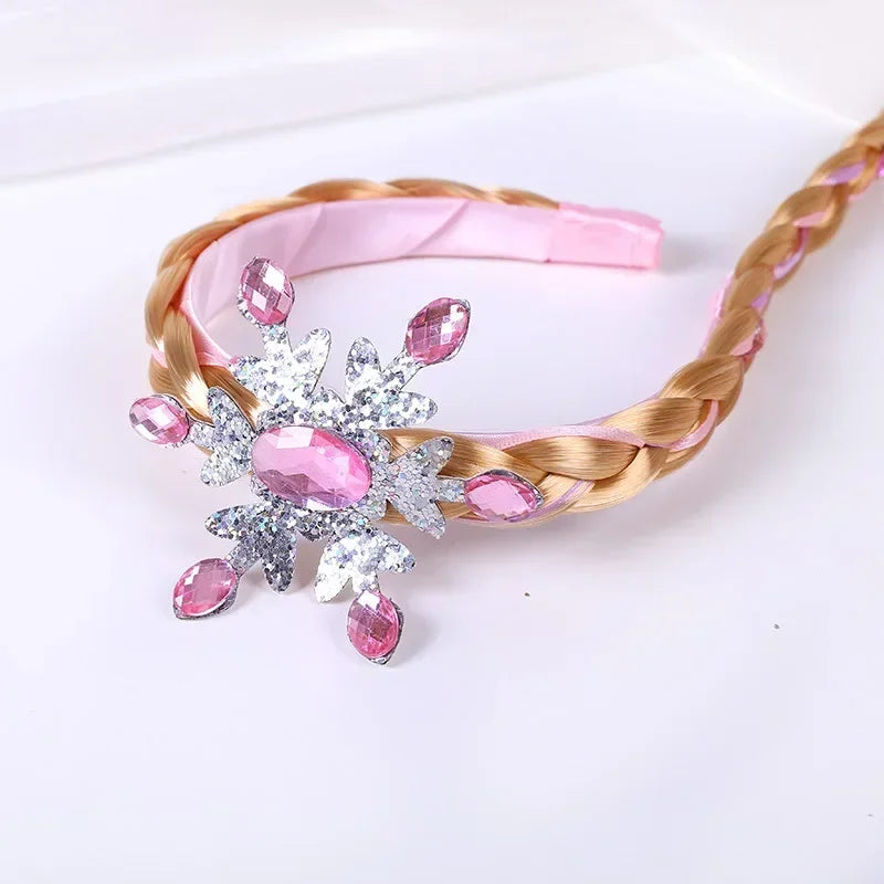 Frozen Princess Elsa Wig Braid Headband Snowflake Hair Accessories for Baby & Girls