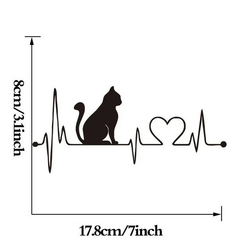 Cat Electrocardiogram Car & Wall Stickers Anime Decor & Bathroom Accessories