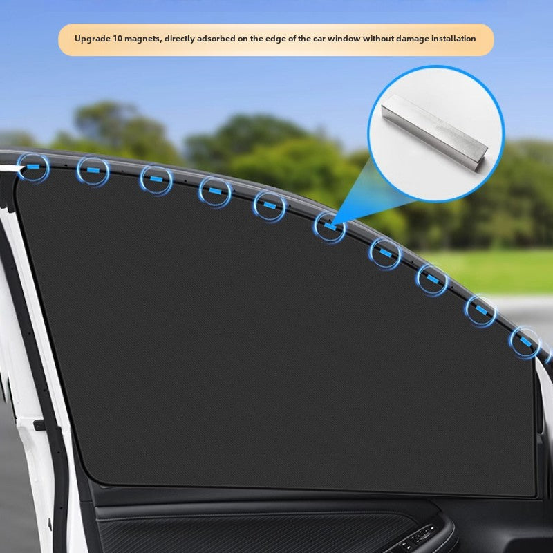 1 Pair Double Sided Magnetic Car Sunshade Strong Magnetic Suction Opaque Curtains for Summer Sun Protection