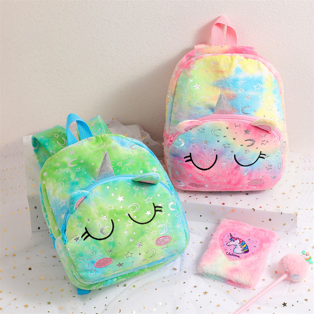 Kawaii Plush Unicorn Backpack Large Capacity School Bag for Kids, Girls, and Kindergarten Students