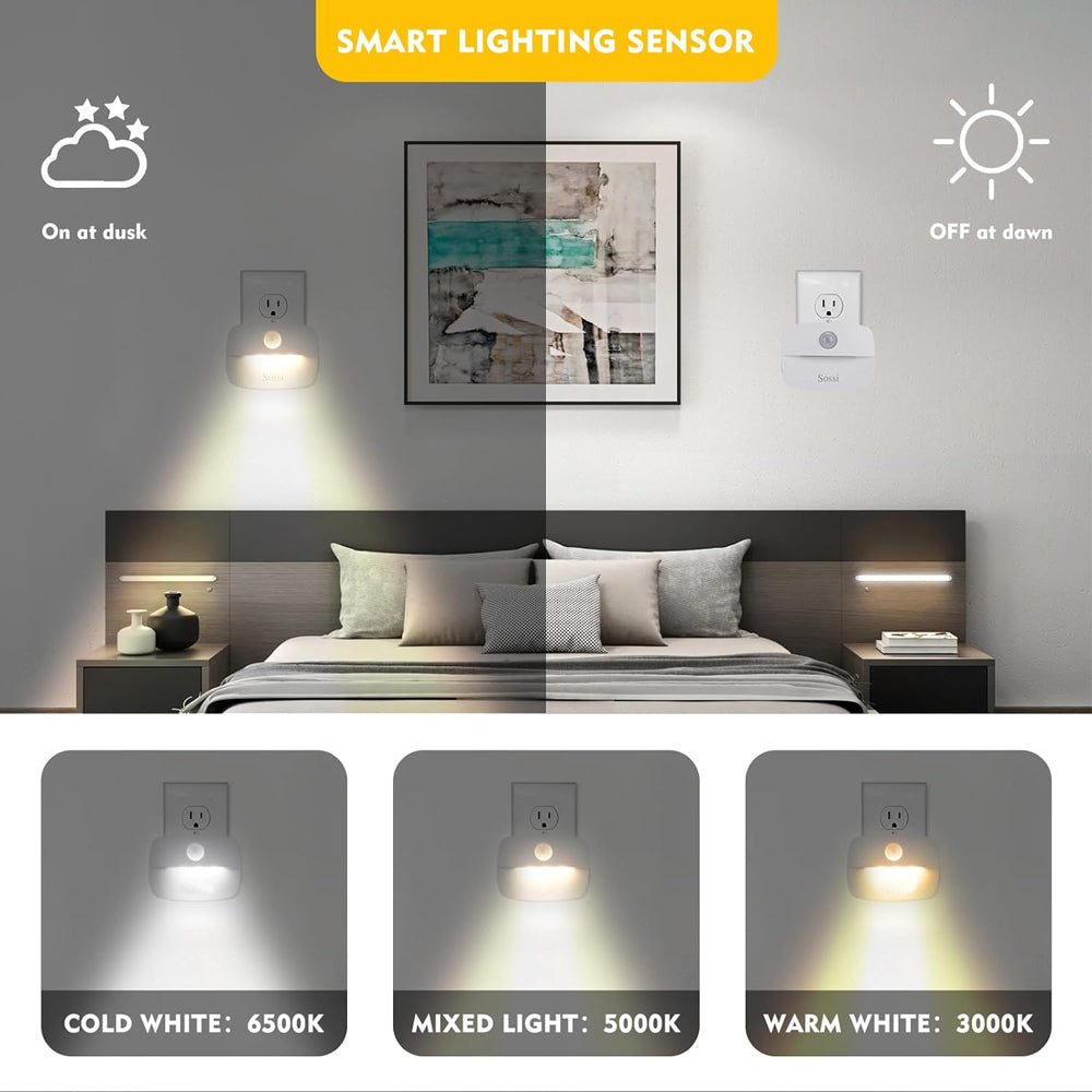 LED Motion Sensor Night Light EU Plug-in Smart Wall Lamp for Hallway, Staircase, Kitchen, Bedroom & Bathroom
