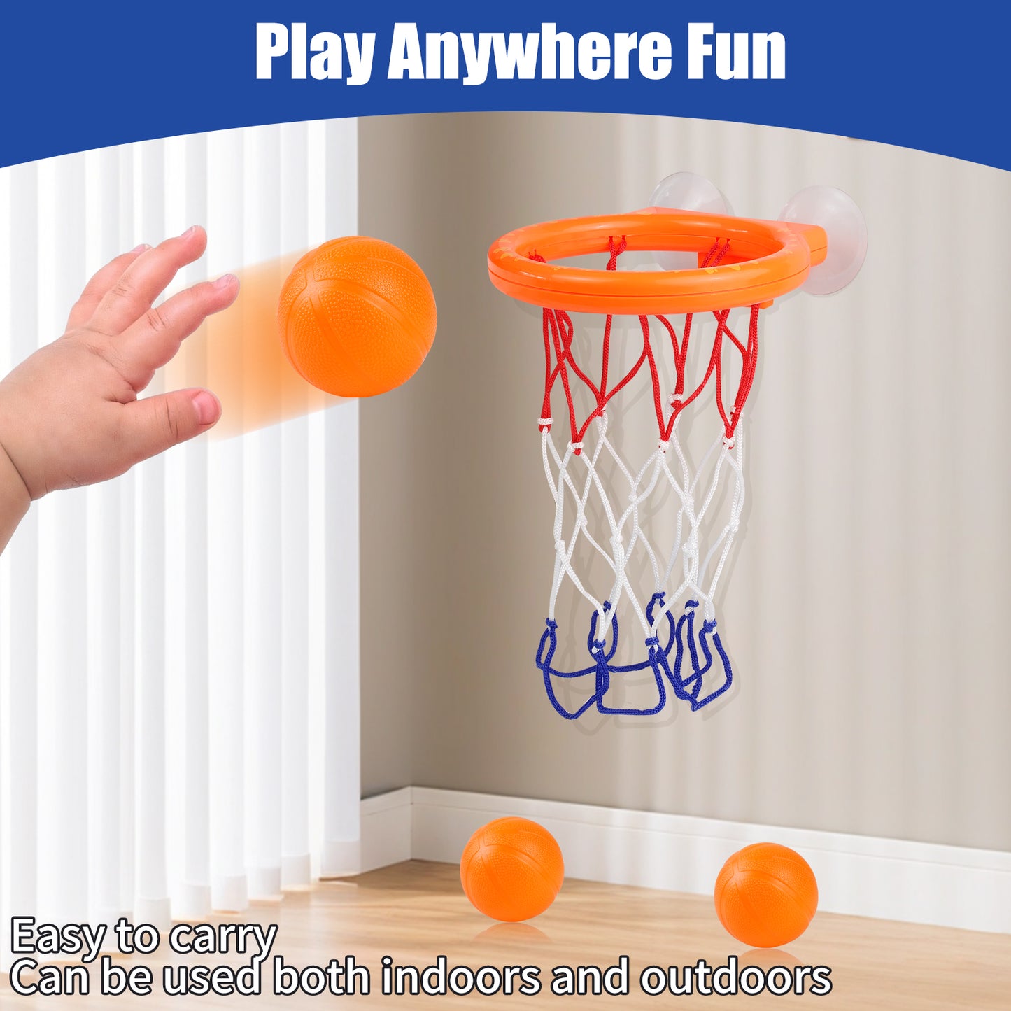 Mini Bathtub Basketball Hoop Set Suction Cup Basketball Hoop & Balls for Fun Halloween/Christmas Bath Time Play
