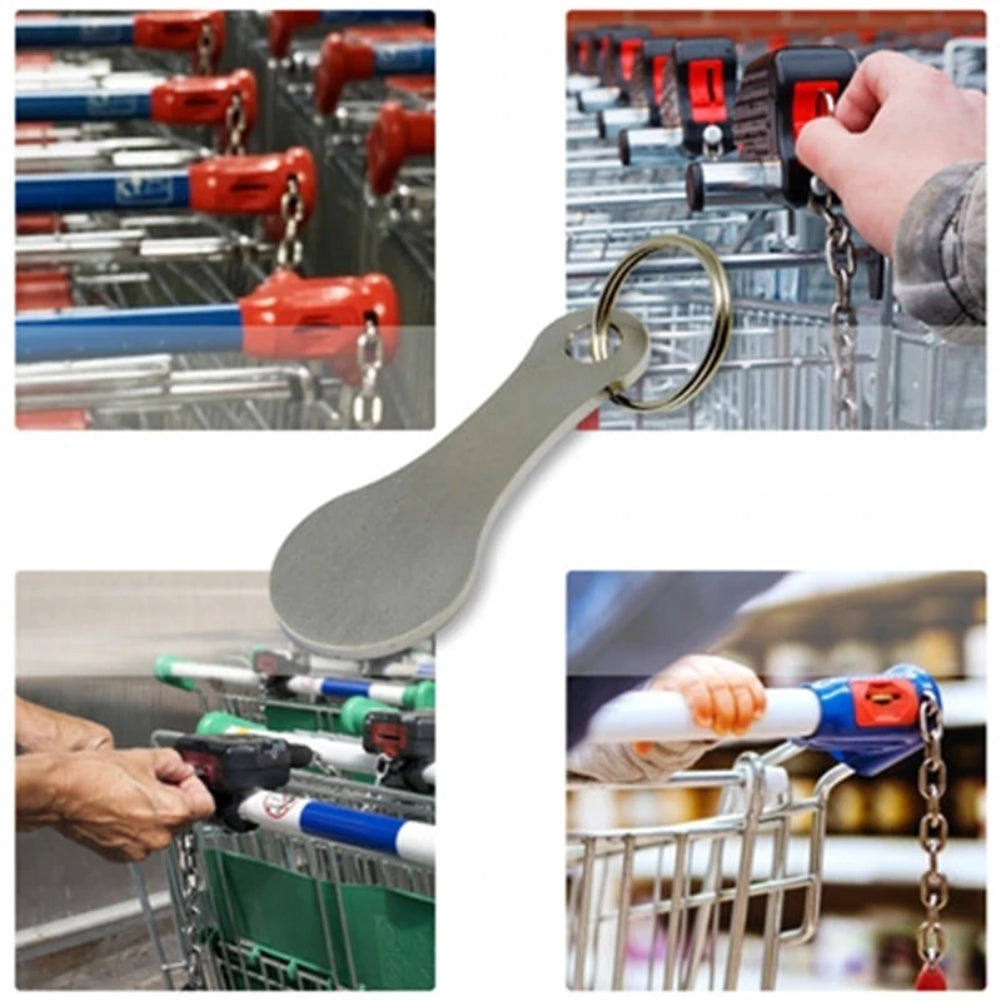 1/2Pcs Metal Shopping Cart Tokens Trolley Coin Keychain with Key Ring for Home & Outdoor Use