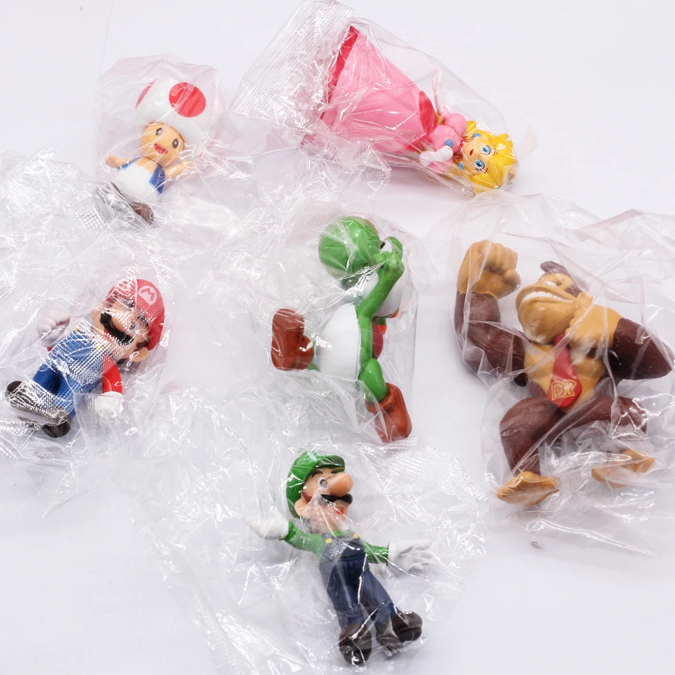 Super Mario Bros Action Figure Set 6-18 PCS Yoshi, Luigi, Donkey Kong, Mushroom & More Kids Birthday Gift Toys