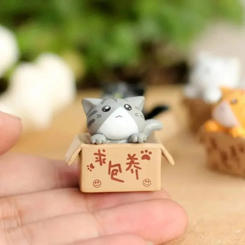 4Pcs Mini Cat Ornaments Cute Kawaii Kitten Figurines for Home & Garden Decoration