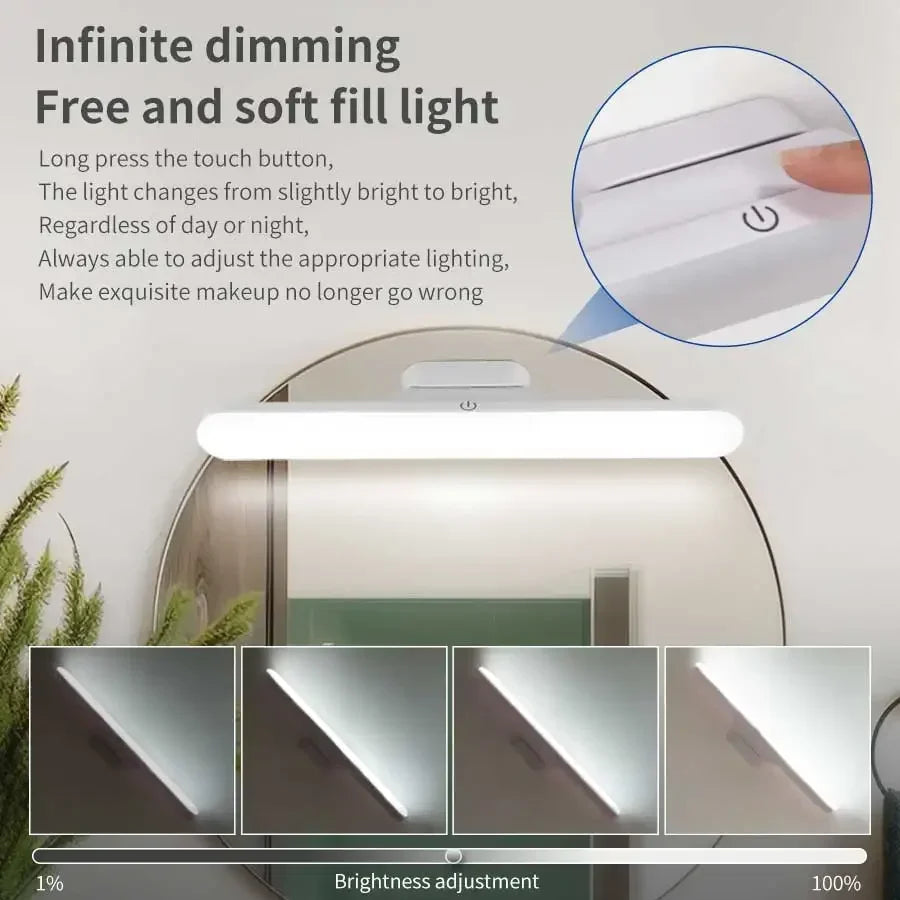 Magnetic LED Touch Night Light USB Rechargeable Makeup & Reading Lamp for Mirror Closet & Dorm Use