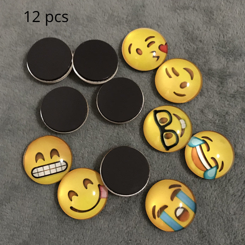 12pcs Round Smile Face Fridge Magnets – Cute Polystyrene Decorative Magnets for Home & Office
