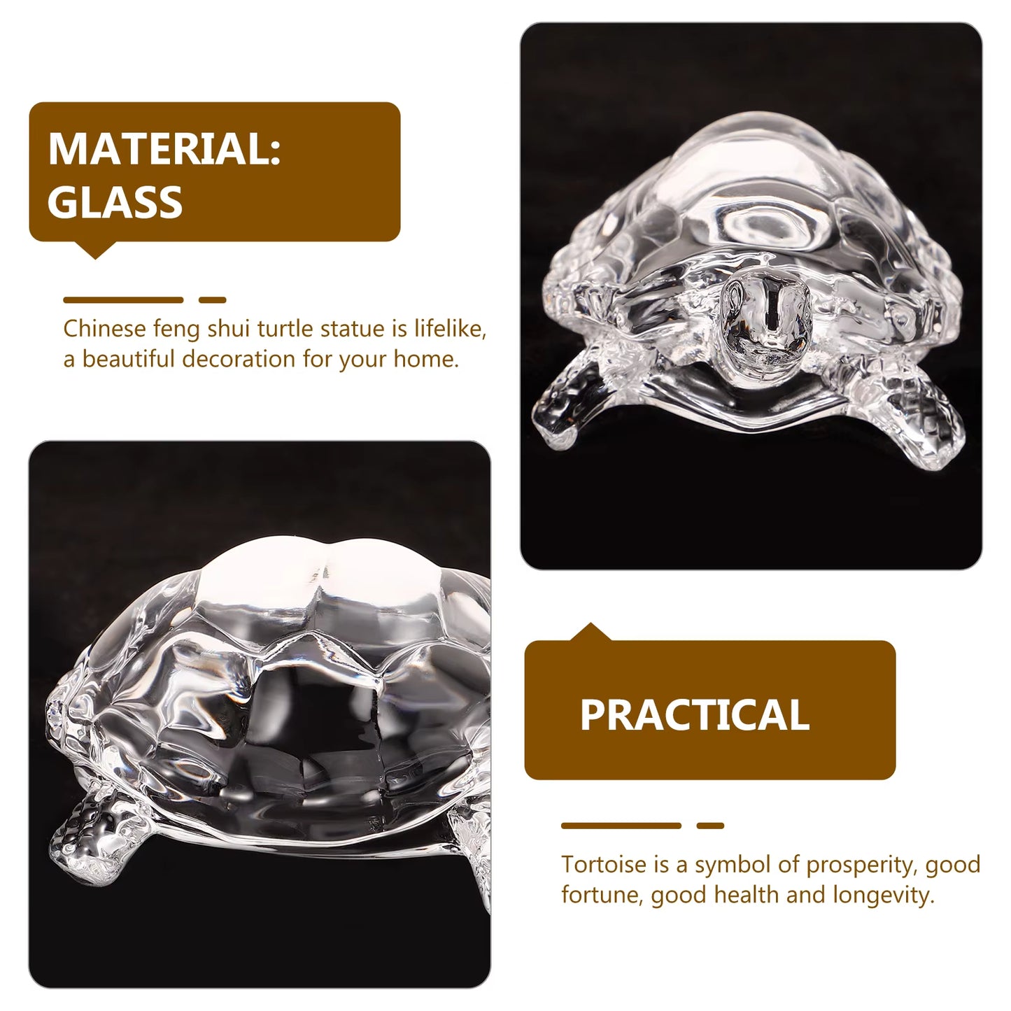 Mini Crystal Turtle Statue Elegant Glass Figurine for Home, Office & Study Decor