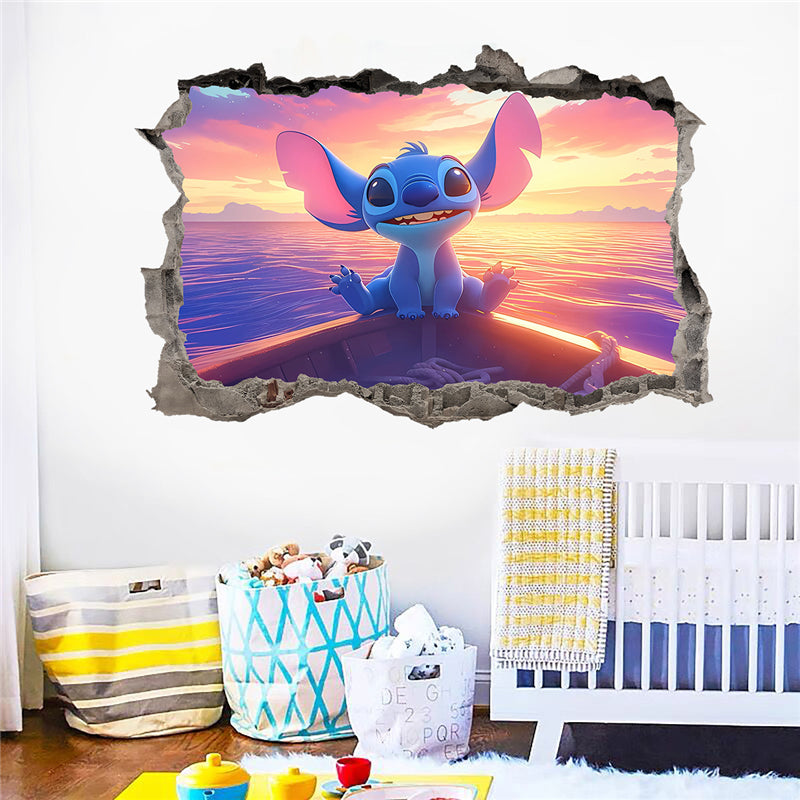 Cartoon Lilo & Stitch Wall Stickers For Kid's Room Kindergarten Living Room Wall Decoration Movie Anime Poster Stickers