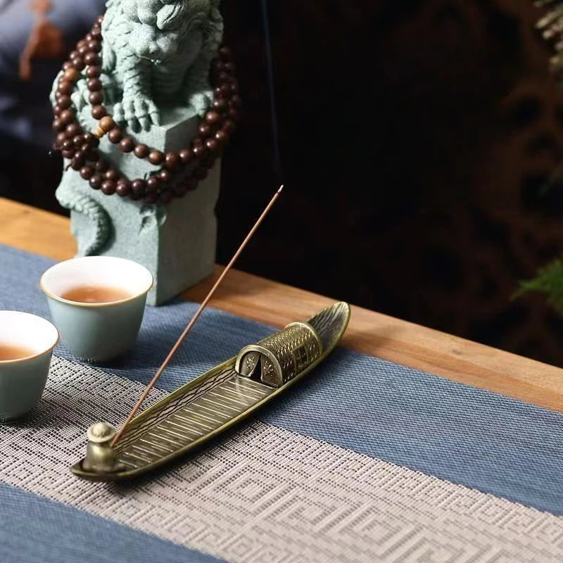 Japanese Style Fishing Boat Incense Holder Creative Aromatherapy Ornament for Home Decor