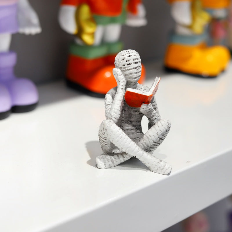 Creative Paper Pulp Woman Reading Statue Modern Thinker Decor for Home & Office