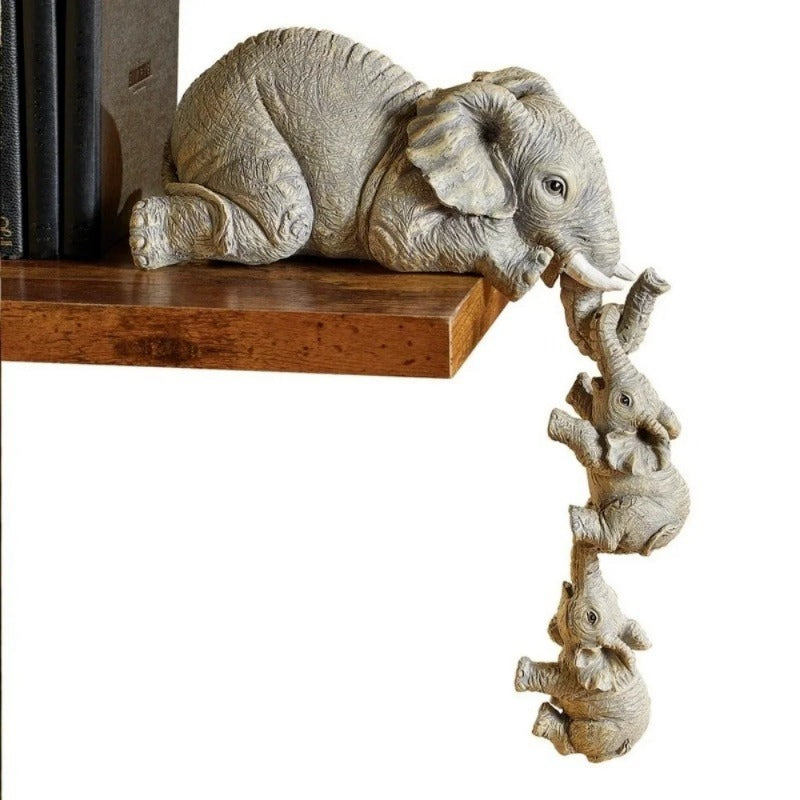 Whimsical 3-Piece Elephant Baby Hug Figurine Set Cute Resin Home Decor & Gift Collection