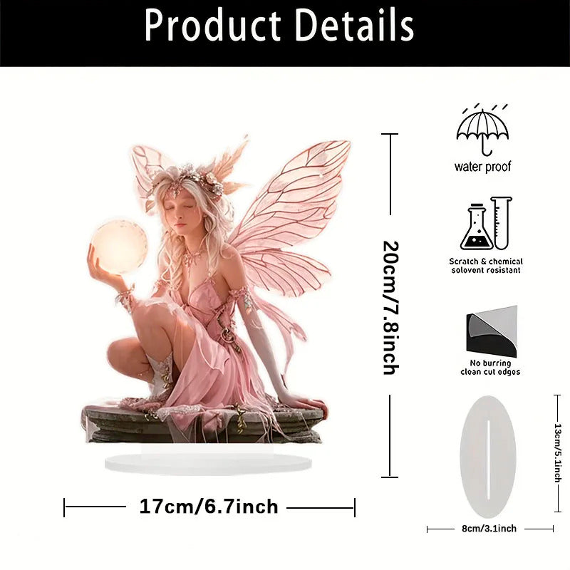 7in Acrylic Fairy Tale Angel Elf Tabletop Decoration Home, Office, Café & Gift Prop