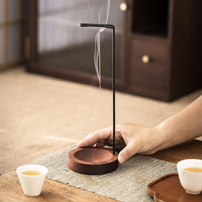 Upside Down Wooden Incense Burner Creative Anti-Ash Stick Holder for Meditation & Home Decor
