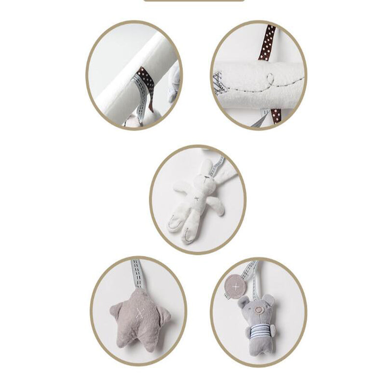 2024 New Hanging Bed Rabbit Plush Baby Hand Bell Multifunctional Safety Seat & Stroller Mobile Toy Gift