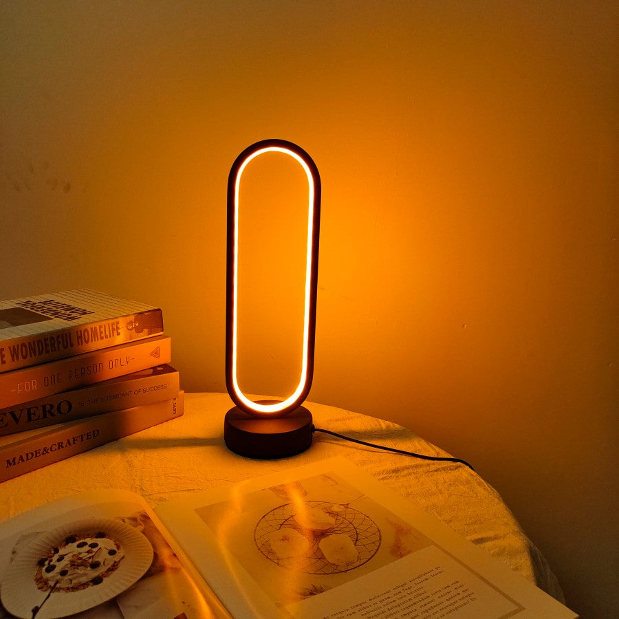 LED Ring Bedside Lamp 3-Color Dimmable Night Light for Bedroom & Living Room